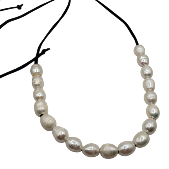 Freshwater Pearls on String Cord  Necklace - Picture 8 of 8